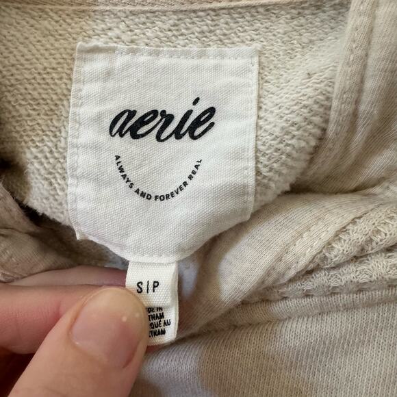 Aerie Essential Waffle Hoodie & Trouser Set in "Heather Frost" Tan Size Small - Picture 14 of 15